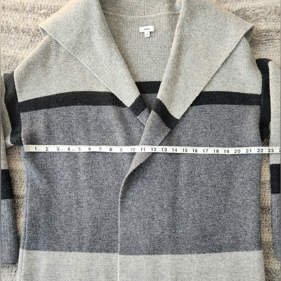 VINCE Sweater Coat Wool & Cashmere Blend, Grey Stripe Sz S EUC - Picture 4 of 7